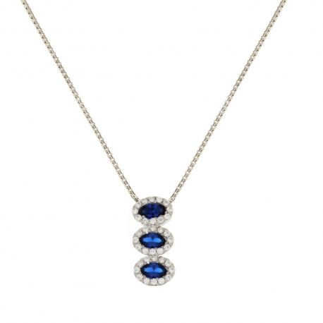 Collier Trinidad en or blanc 750/1000 18 kt avec pierres bleues et blanches
