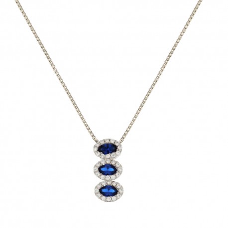 Trinidad ogrlica od 18 kt 750/1000 bijelog zlata s plavim i bijelim kamenčićima