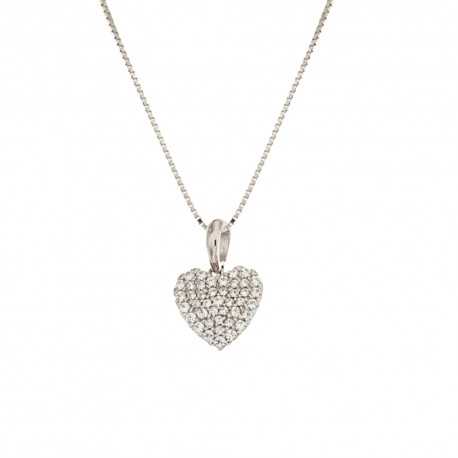 Dámsky náhrdelník z bieleho zlata 18K 750/1000 s príveskom srdca a bielymi zirkónmi