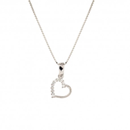 Gold 18k 750/1000 with white cubic zirconia heart woman necklace