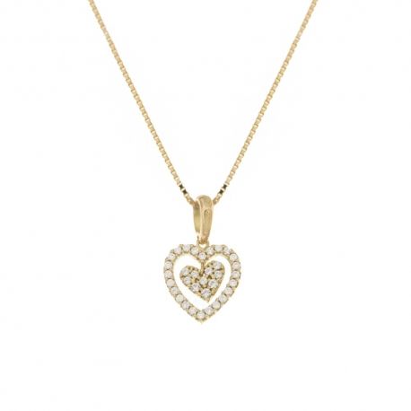 18K 750/1000 gouden ketting met hanger hart en witte zirkonia's voor dames