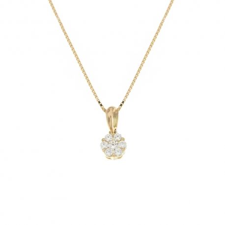 Colar em ouro 18 Kt 750/1000 com flor pendente e zircões brancos para mulher