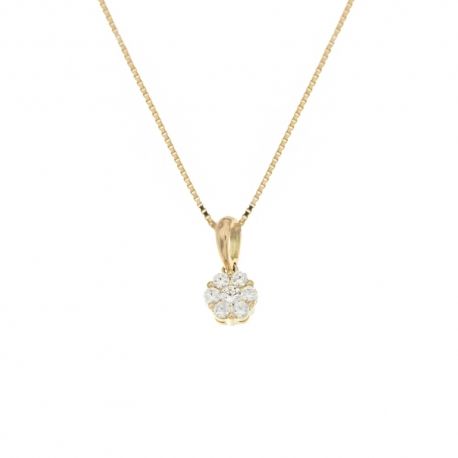 Collana in oro 18 Kt 750/1000 con fiore pendente e zirconi bianchi da donna