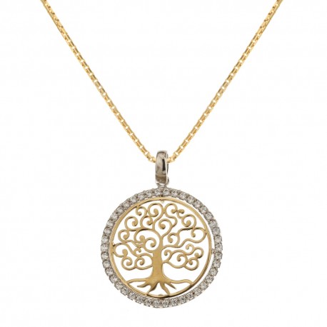 Lebensbaum-Halskette aus 18 kt 750/1000 Gold für Damen