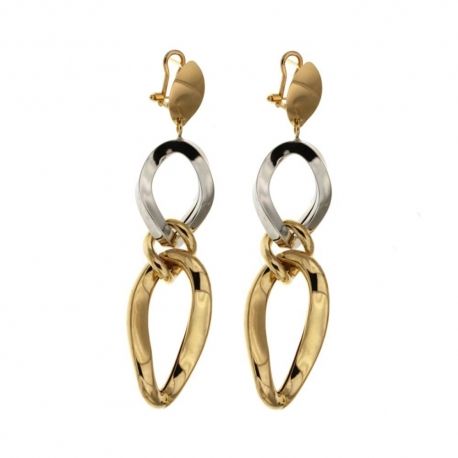 18k 750/1000 黄金和白金吊坠耳环，抛光处理