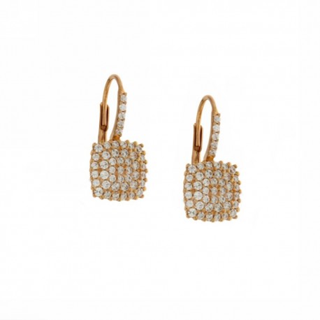 Rose gold 18k 750/1000 with white cubic zirconia woman earrings