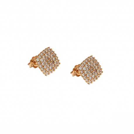 Rose gold 18k 750/1000 with white cubic zirconia earrings