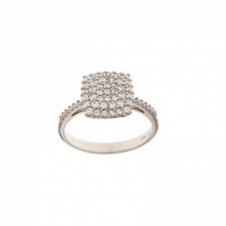 Bague en or blanc 18 Kt 750/1000 avec zircons blancs centraux pour femme