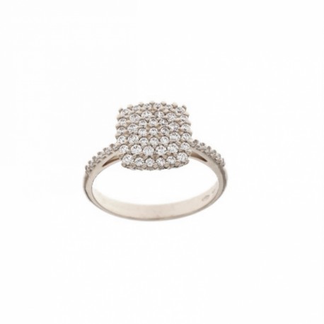 Ženski prsten od bijelog zlata od 18 Kt 750/1000 s bijelim cirkonima u sredini