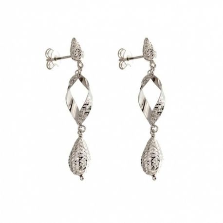 Brincos pendentes em ouro branco de 18 Kt 750/1000 com gotas marteladas para mulheres