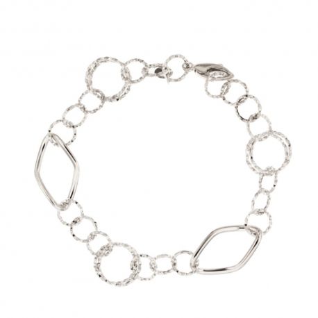 Bracciale in oro bianco 18 kt 750/1000 con ovali e cerchi martellati da donna