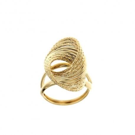 Anel em ouro amarelo 18 Kt 750/1000 com acabamento central em forma de bola martelada