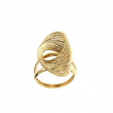 Inel din aur galben de 18 Kt 750/1000 cu finisaj central ciocanat în formă de bilă