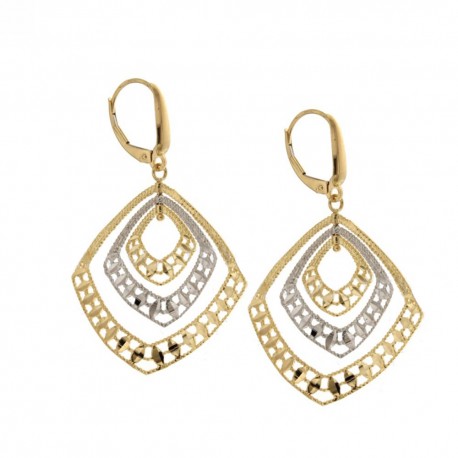 Yellow and white gold 18k 750/1000 dangling earrings