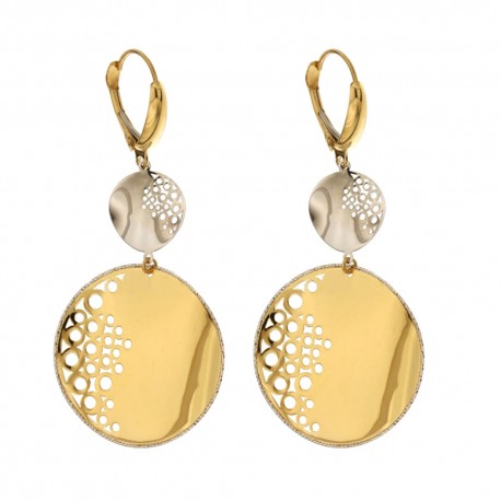 Gold 18k 750/1000 openworked round shaped woman earrings