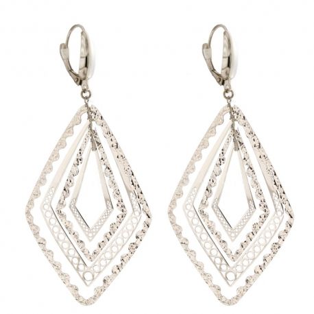 18 Кт 750/1000 белог злата привеске минђуше са углачаним и кованим завршетком за жене