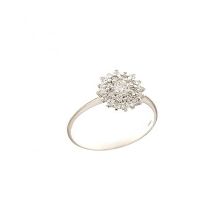 Bague en Or blanc 18 Kt 750/1000 avec zircons blancs au centre