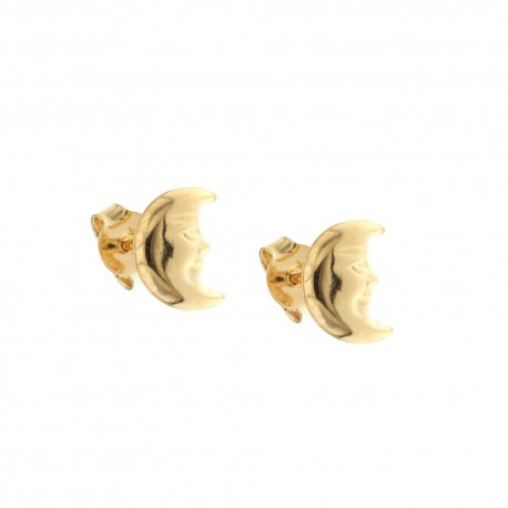 Yellow gold 18k 750/1000 with shiny moon girl earrings