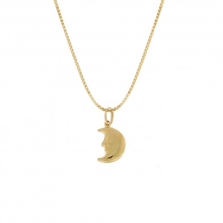 18 Kt 750/1000 gult guld halskæde med måneformet vedhæng til kvinder