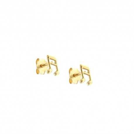 18 Kt 750/1000 geelgouden oorbellen in de vorm van een glanzende muzieknoot voor dames