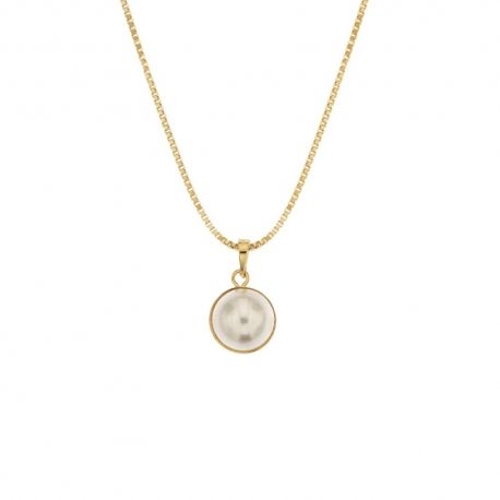 Collier en or jaune 18 Kt 750/1000 avec pendentif demi perle pour femme