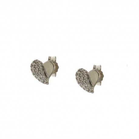 Boucles d'oreilles forme coeur en or 18 Kt 750/1000 avec zircons pour femme