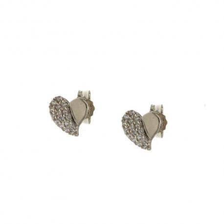 Orecchini in oro 18 Kt 750/1000 a forma di cuore con zirconi da donna