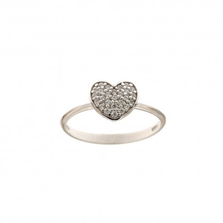 White gold 18k 750/1000 with white cubic zirconia heart woman ring