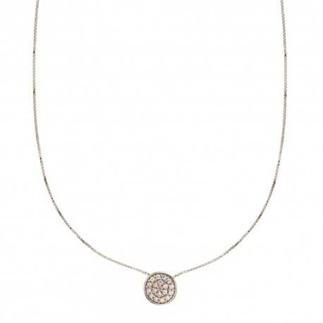 Dámsky náhrdelník z bieleho zlata 18K 750/1000 s okrúhlym bielym zirkónovým príveskom