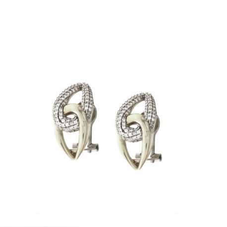 Boucles d'oreilles en or 18 Kt 750/1000 avec zircons blancs, finition brillante pour femme