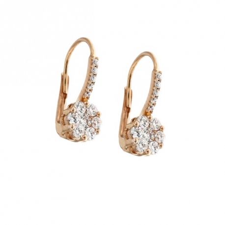 Pendientes de oro rosa de 18 kt 750/1000 con flor de circonitas blancas para mujer