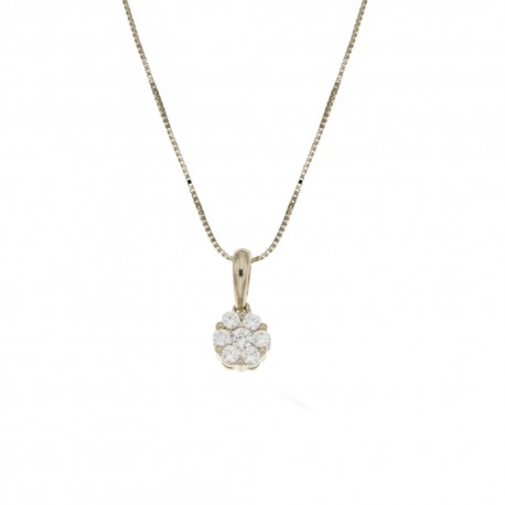 White gold 18k 750/1000 with white cubic zirconia flower woman necklace