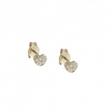 18 Kt 750/1000 guld örhängen med vitt zirkonhjärta för kvinnor