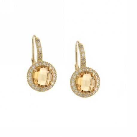 Ohrringe aus 18-karätigem 750/1000-Gelbgold mit gelbem Mittelstein und weißen Zirkonen