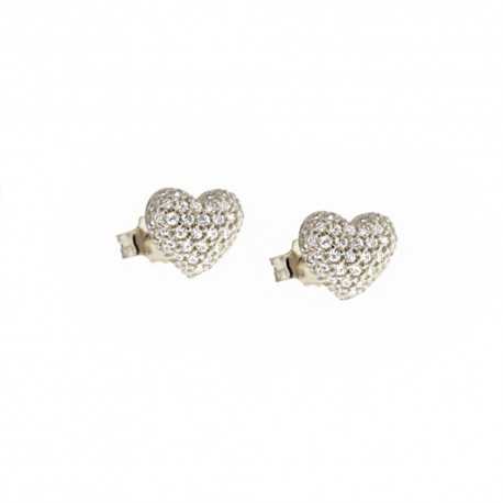 Kolczyki w kształcie serca z 18-karatowego złota 750/1000 z białymi cyrkoniami dla dziewczynek