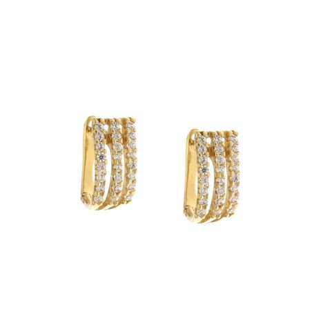 Χρυσά σκουλαρίκια 18 καρατίων 750/1000 με γυαλιστερά λευκά ζιργκόν για γυναίκες