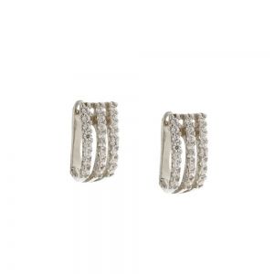 18 Kt 750/1000 含光泽的白zir金耳