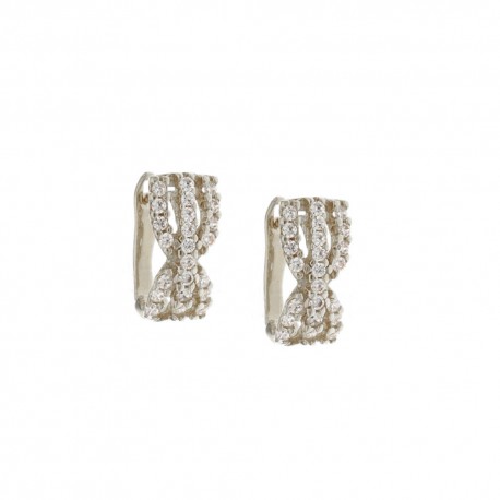 Χρυσά σκουλαρίκια 18 καρατίων 750/1000 με γυαλιστερά λευκά ζιργκόν για γυναίκες