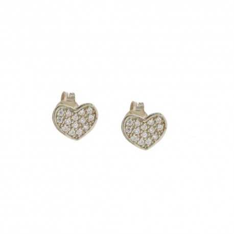 Kolczyki w kształcie serca z 18-karatowego złota 750/1000 z białymi cyrkoniami dla dziewczynek