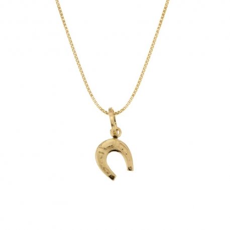 Unisex 18K 750/1000 geelgouden ketting met hoefijzervormige hanger
