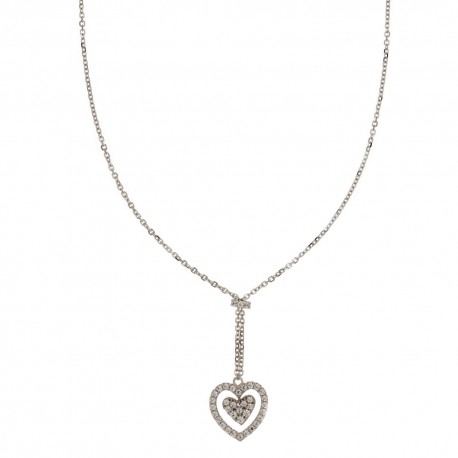 Ogrlica od bijelog zlata od 18 Kt 750/1000 s dvostrukim dvostrukim srcem za žene