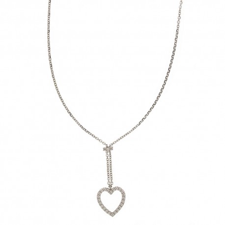 18Kt náhrdelník z bieleho zlata 750/1000 s obojstranným prelamovaným srdcom pre ženy