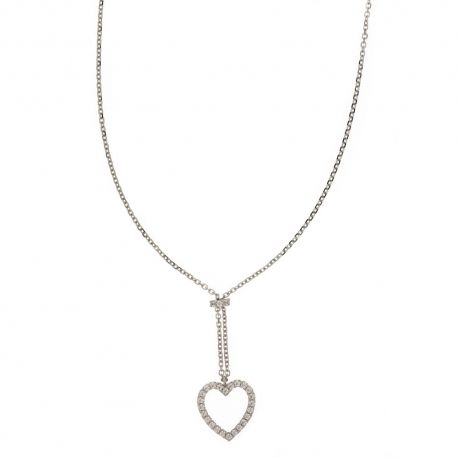 Girocollo in oro bianco 18 Kt 750/1000 con cuore traforato doubleface da donna