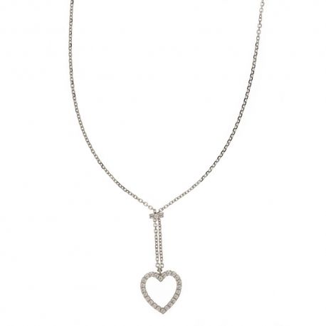 Girocollo in oro bianco 18 Kt 750/1000 con cuore traforato doubleface da donna