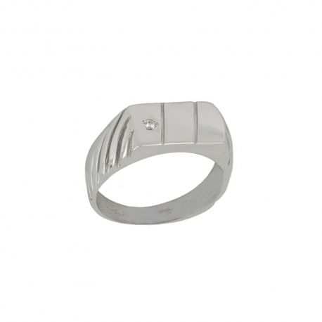 18 Kt 750/1000 fehérarany gyűrű fehér cirkonnal és oldaldíszekkel férfiaknak