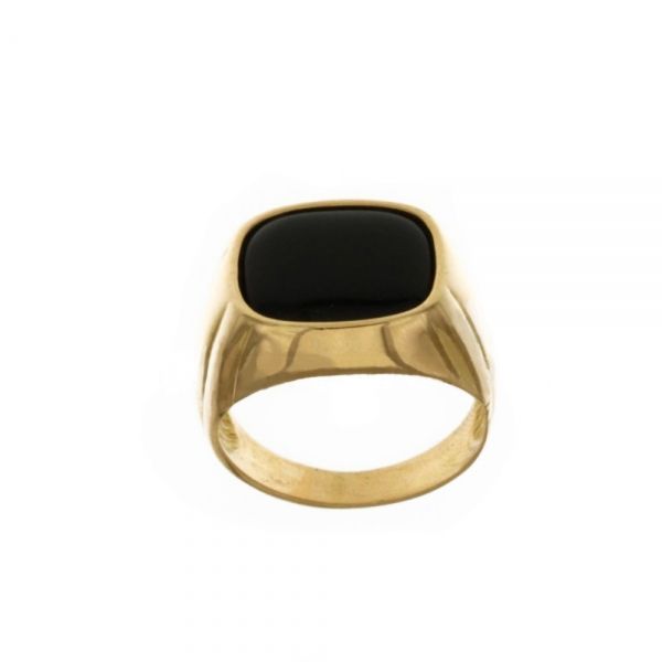 Anello in oro giallo 18 Kt 750 1000 con pietra onice lucido da uomo