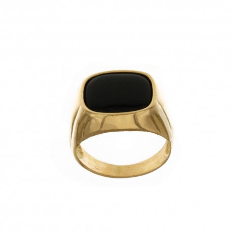 Ανδρικό δαχτυλίδι 18 Kt 750/1000 από κίτρινο χρυσό με γυαλισμένη πέτρα όνυχα