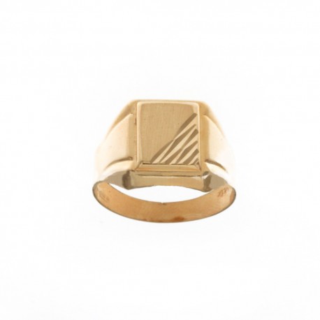 Ring aus 18-karätigem 750/1000-Gelbgold mit Verzierungen auf rechteckiger Basis für Herren