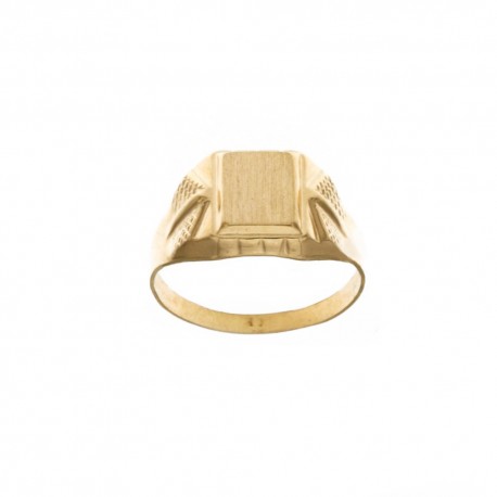 Ring aus 18-karätigem 750/1000-Gelbgold mit Verzierungen auf rechteckiger Basis für Herren