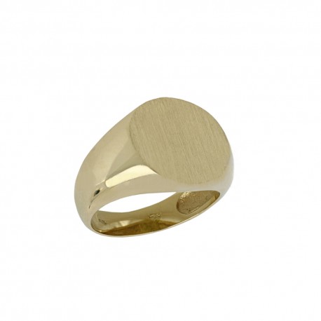 Мужское кольцо круглой формы из полированного и атласного желтого золота 18 карат 750/1000 пробы